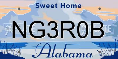 NG3R0B Alabama License Plate
