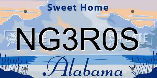 NG3R0S Alabama License Plate