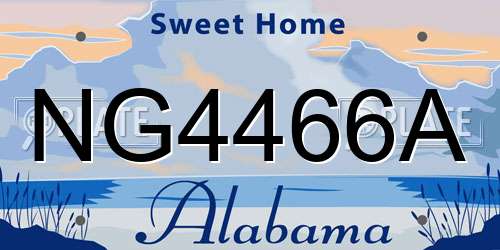 NG4466A Alabama License Plate