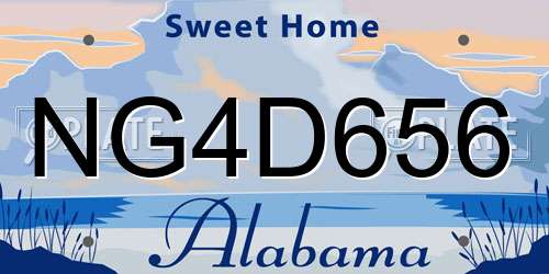 NG4D656 Alabama License Plate