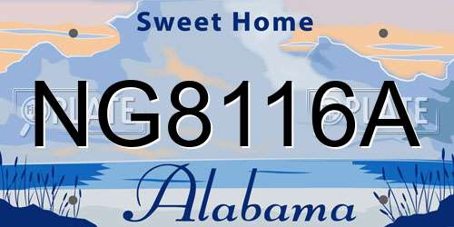 NG8116A Alabama License Plate