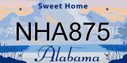 NHA875 Alabama License Plate