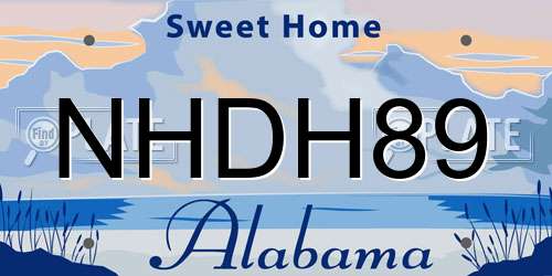 NHDH89 Alabama License Plate