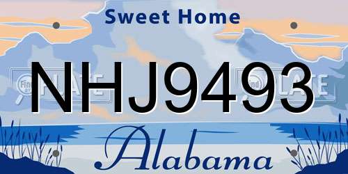 NHJ9493 Alabama License Plate