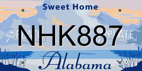 NHK887 Alabama License Plate