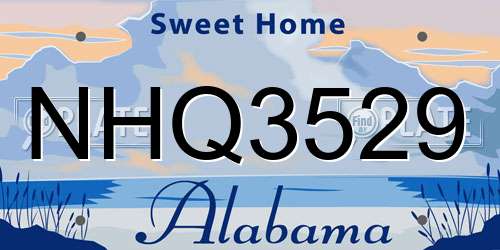 NHQ3529 Alabama License Plate
