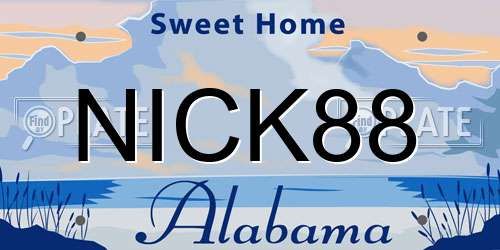 NICK88 Alabama License Plate