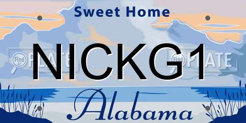 NICKG1 Alabama License Plate