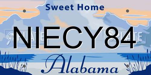 NIECY84 Alabama License Plate