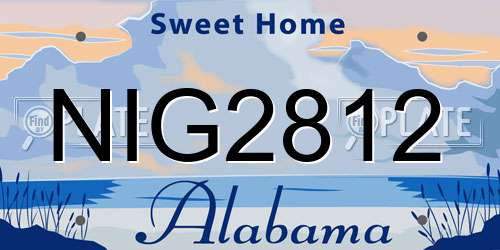 NIG2812 Alabama License Plate