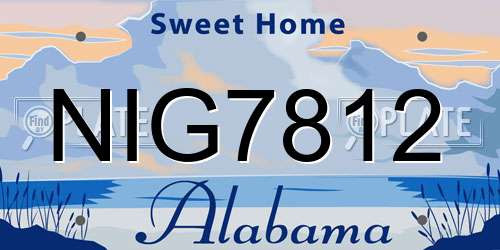 NIG7812 Alabama License Plate