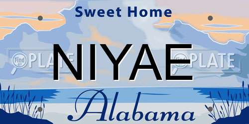 NIYAE Alabama License Plate