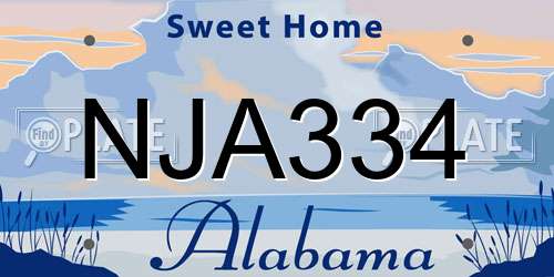 NJA334 Alabama License Plate
