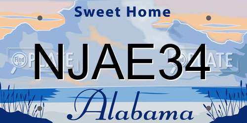 NJAE34 Alabama License Plate