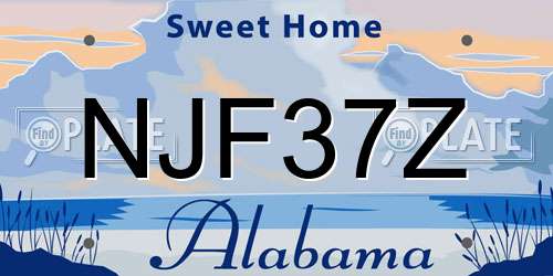 NJF37Z Alabama License Plate