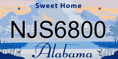 NJS6800 Alabama License Plate