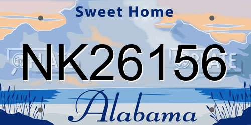 NK26156 Alabama License Plate