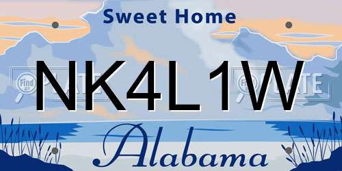 NK4L1W Alabama License Plate