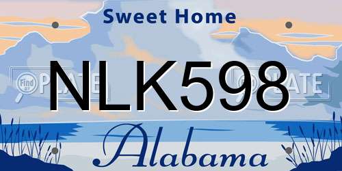 NLK598 Alabama License Plate