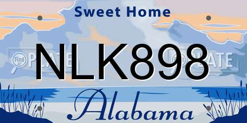 NLK898 Alabama License Plate