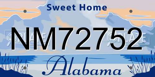 NM72752 Alabama License Plate