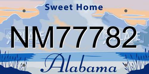 NM77782 Alabama License Plate