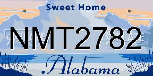 NMT2782 Alabama License Plate