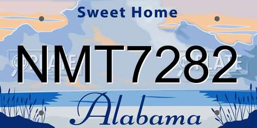 NMT7282 Alabama License Plate