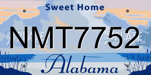 NMT7752 Alabama License Plate