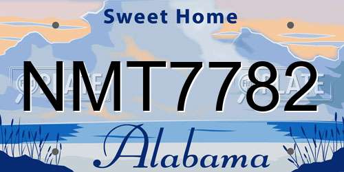 NMT7782 Alabama License Plate