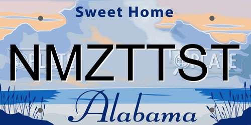 NMZTTST Alabama License Plate