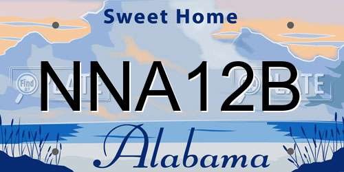 NNA12B Alabama License Plate