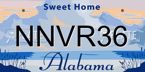 NNVR36 Alabama License Plate