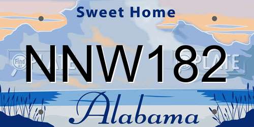 NNW182 Alabama License Plate