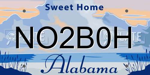 NO2B0H Alabama License Plate
