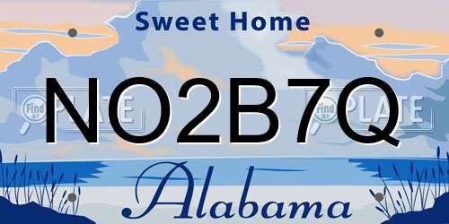 NO2B7Q Alabama License Plate