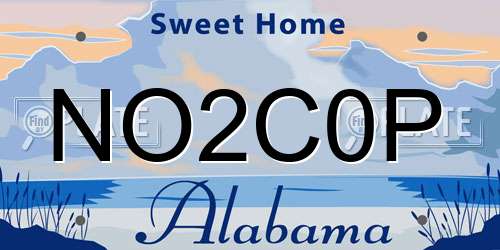NO2C0P Alabama License Plate