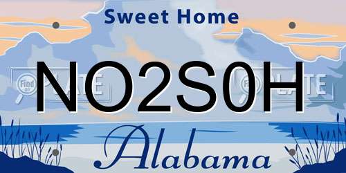 NO2S0H Alabama License Plate