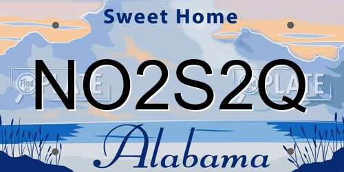 NO2S2Q Alabama License Plate