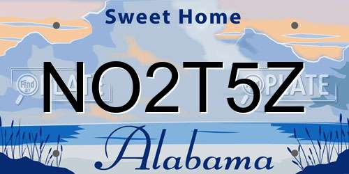 NO2T5Z Alabama License Plate