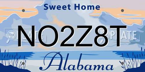 NO2Z8T Alabama License Plate
