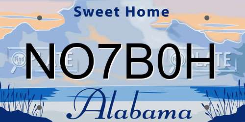 NO7B0H Alabama License Plate