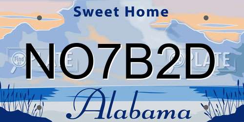 NO7B2D Alabama License Plate