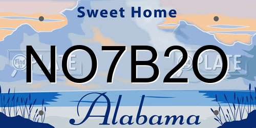 NO7B2O Alabama License Plate