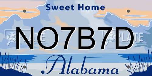 NO7B7D Alabama License Plate