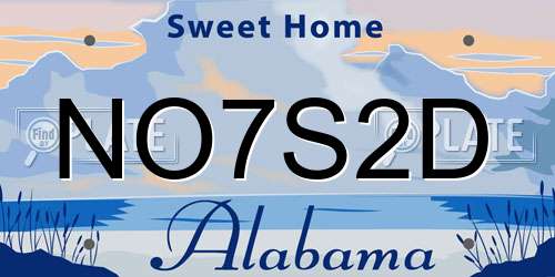 NO7S2D Alabama License Plate