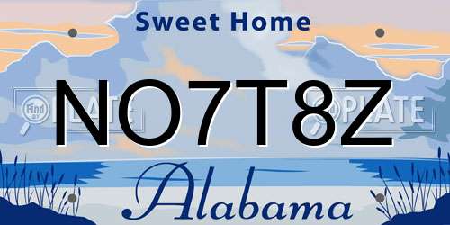 NO7T8Z Alabama License Plate