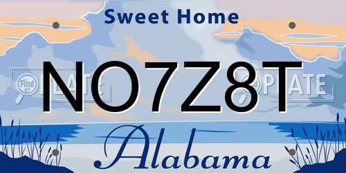 NO7Z8T Alabama License Plate