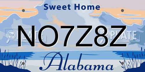 NO7Z8Z Alabama License Plate
