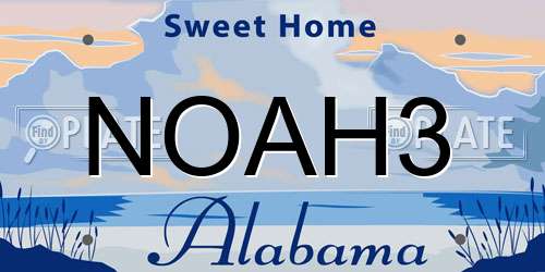 NOAH3 Alabama License Plate